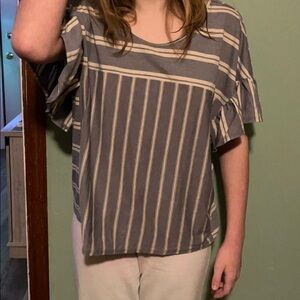 Lucky brand‎ stripe shirt blue and white women’s size medium